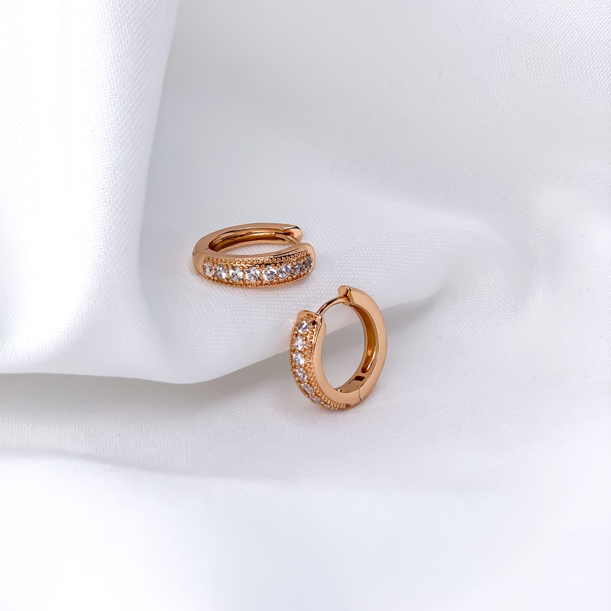 Hellen.V - Gold Cubic Zirconia Earrings | Hoop Earrings 