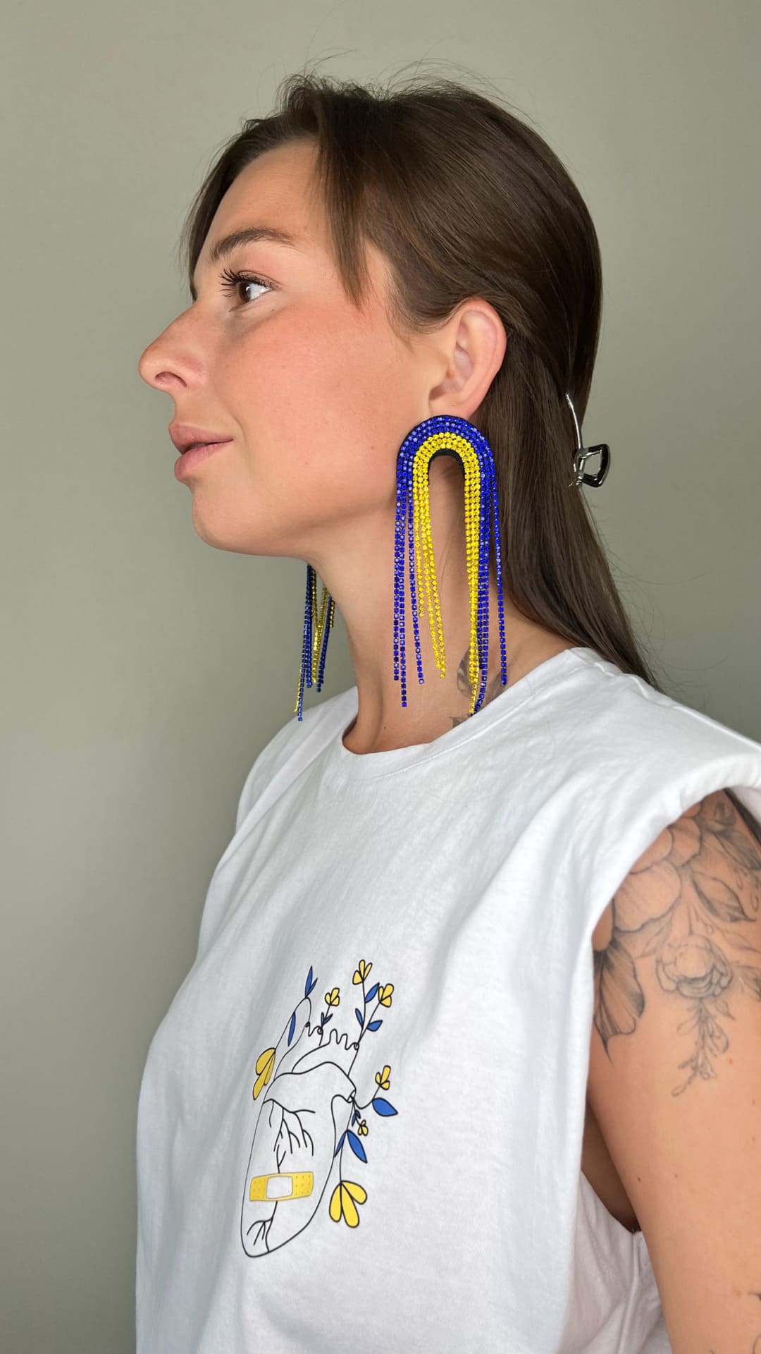 Hellen. V -  Dangle Earrings | Ukrainian Design | Rhinestone Earrings