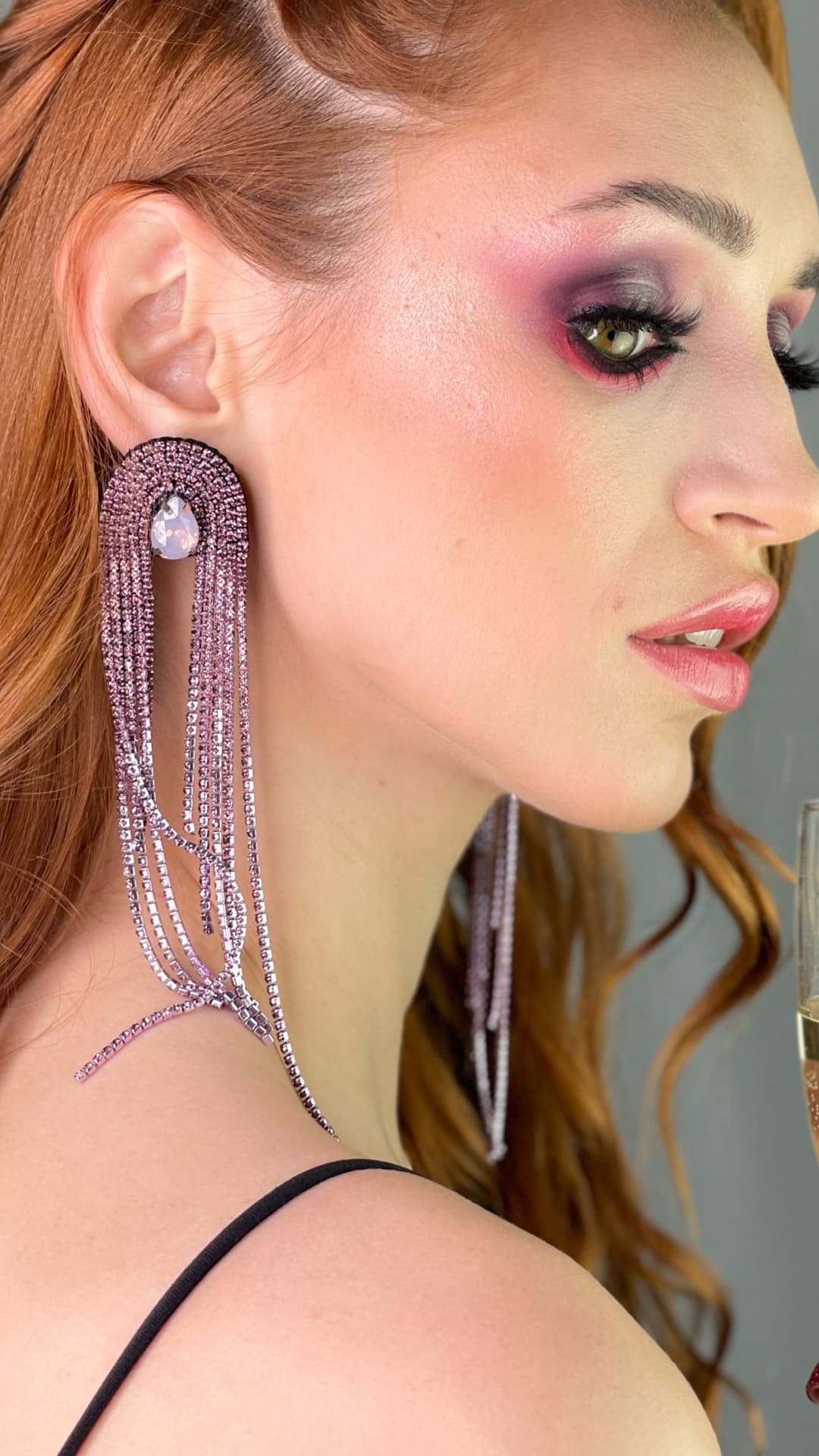 Lilac Dangle Rhinestone Earrings
