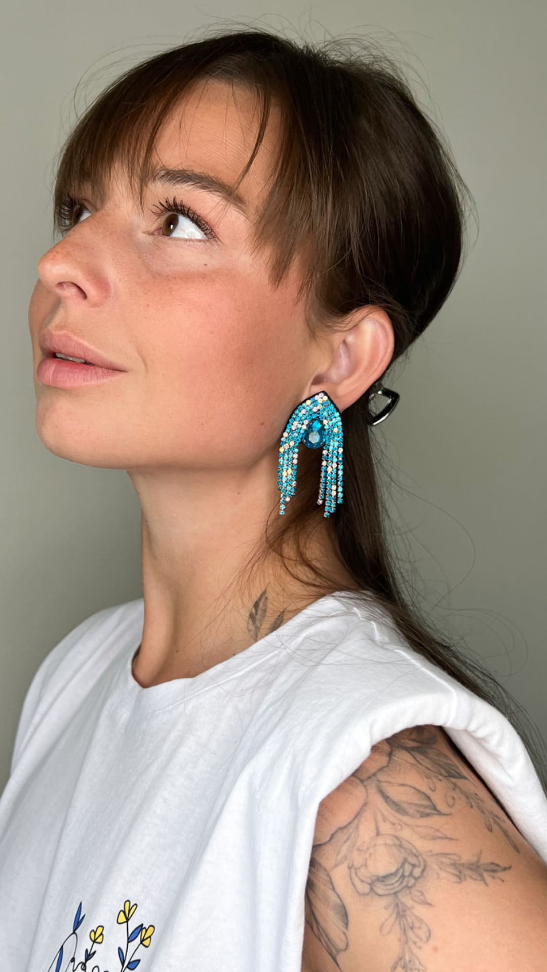 Blue Dangle Rhinestone Earrings