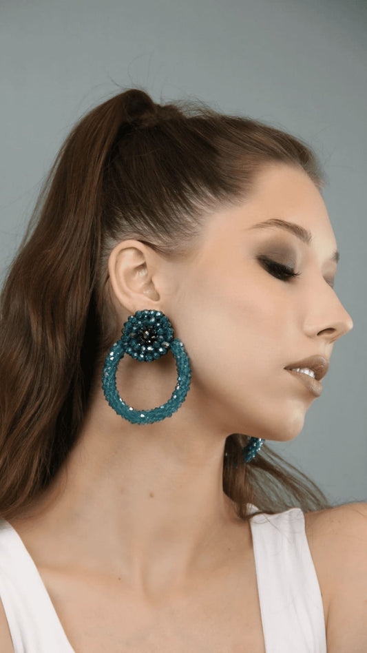 Crystal beaded earrings hoops