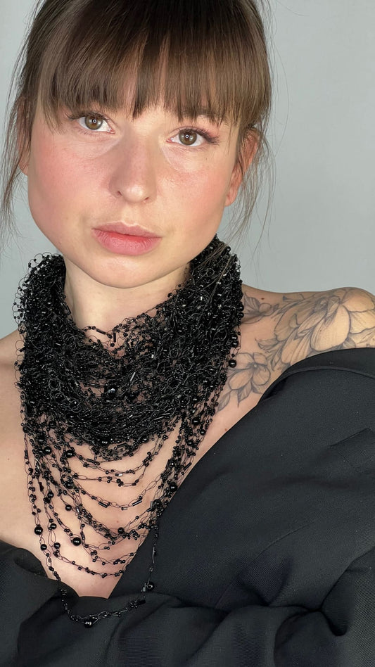 Black Layered Massive Necklace