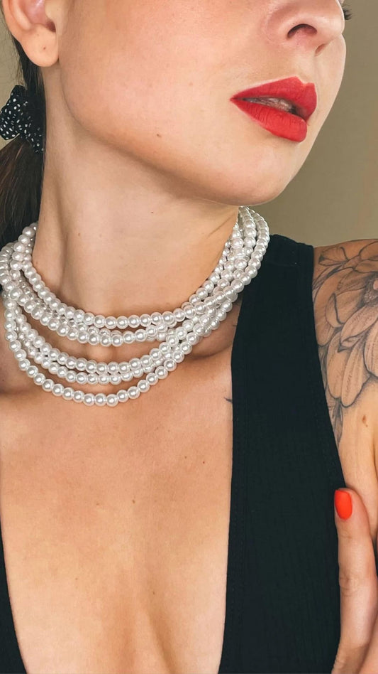 White Pearl Layered Necklace