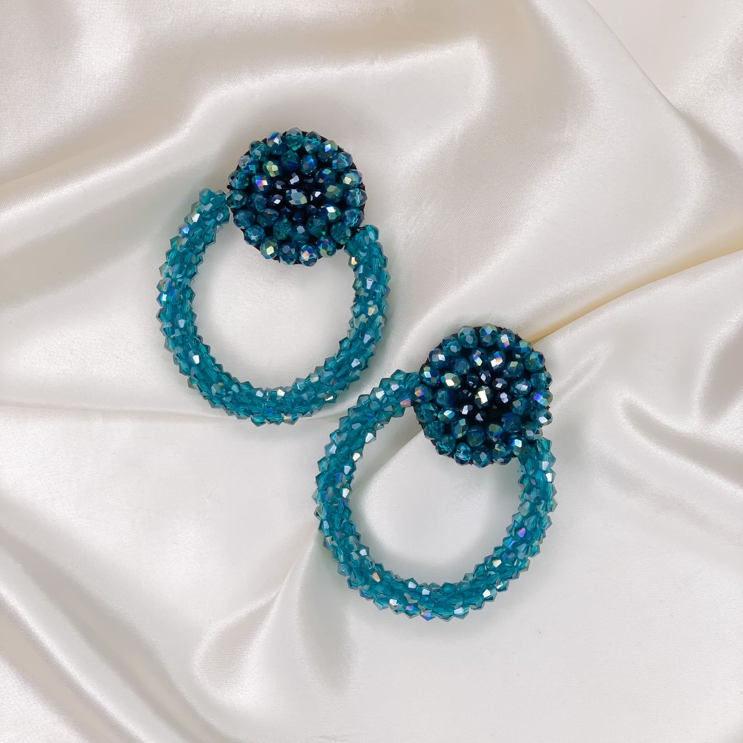 Crystal beaded earrings hoops