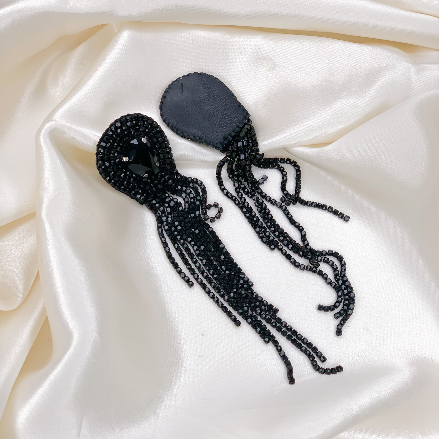 Black crystal dangle earrings