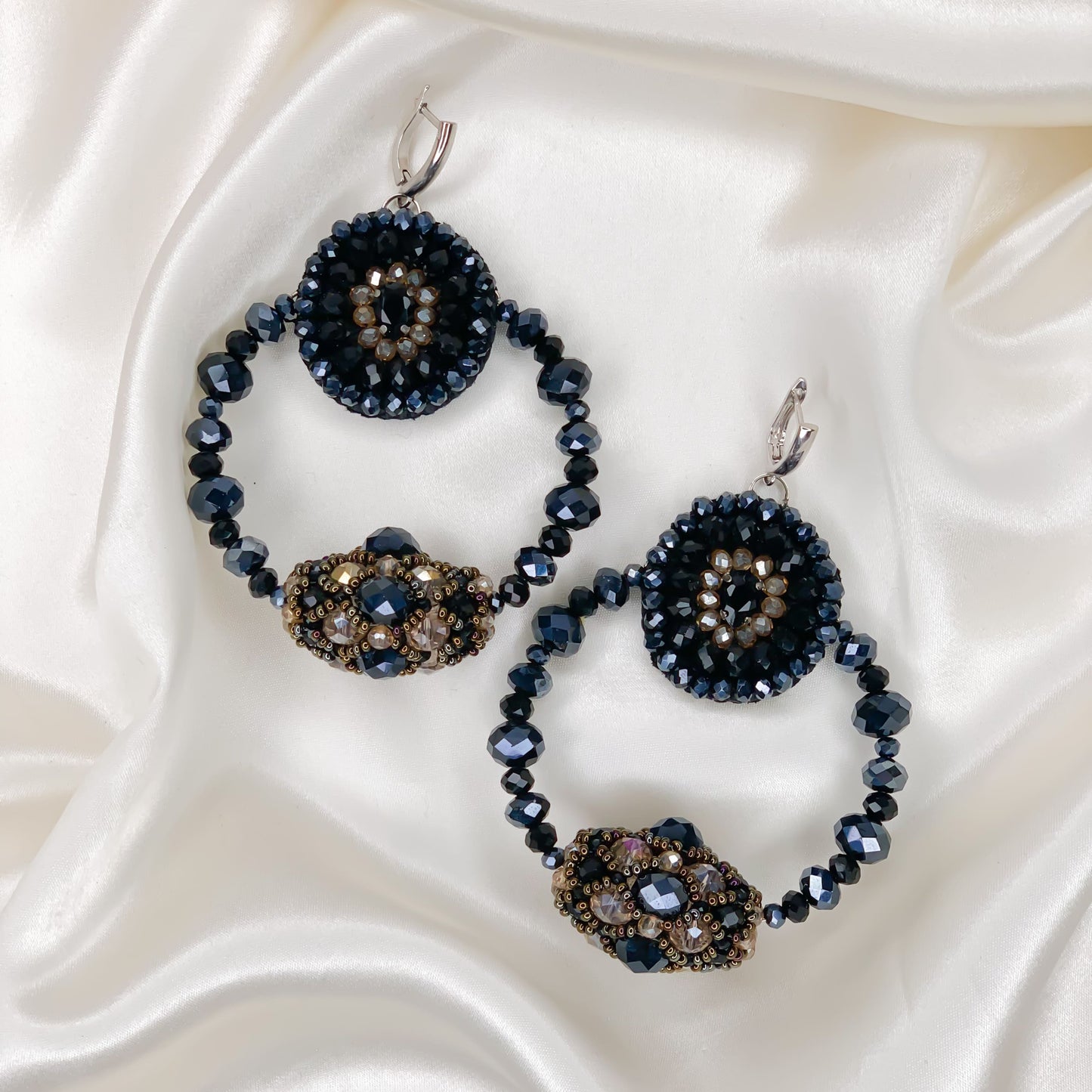 Black crystal statement earrings hoops