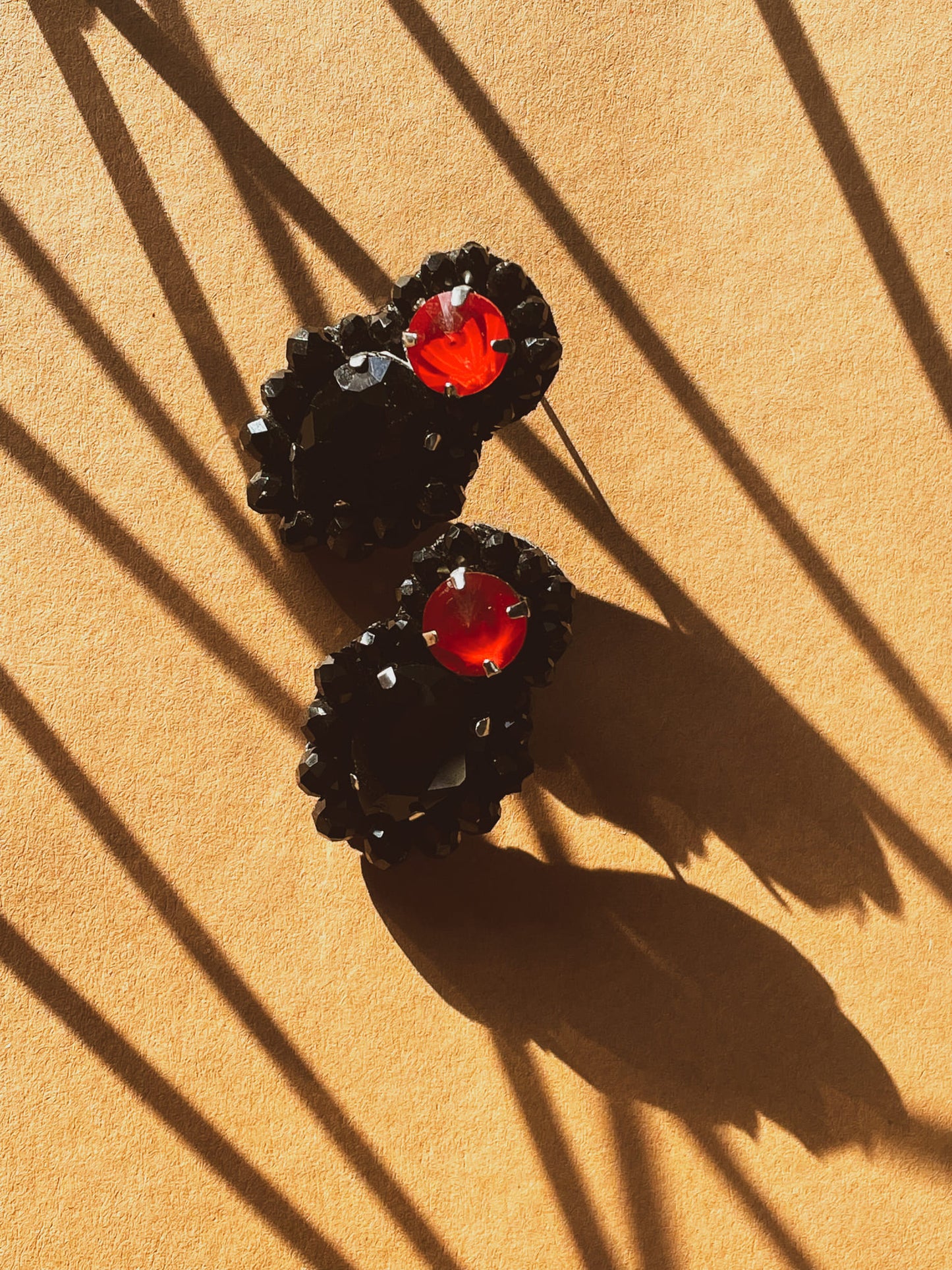 Black Red Crystal Stud Earrings