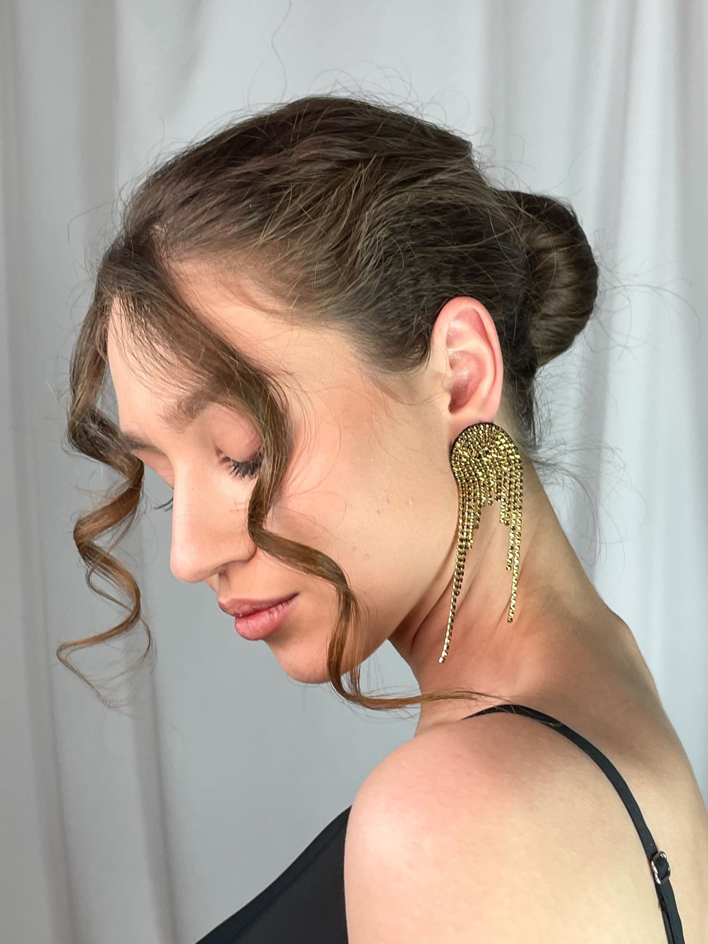 Gold Dangle Rhinestone Earrings