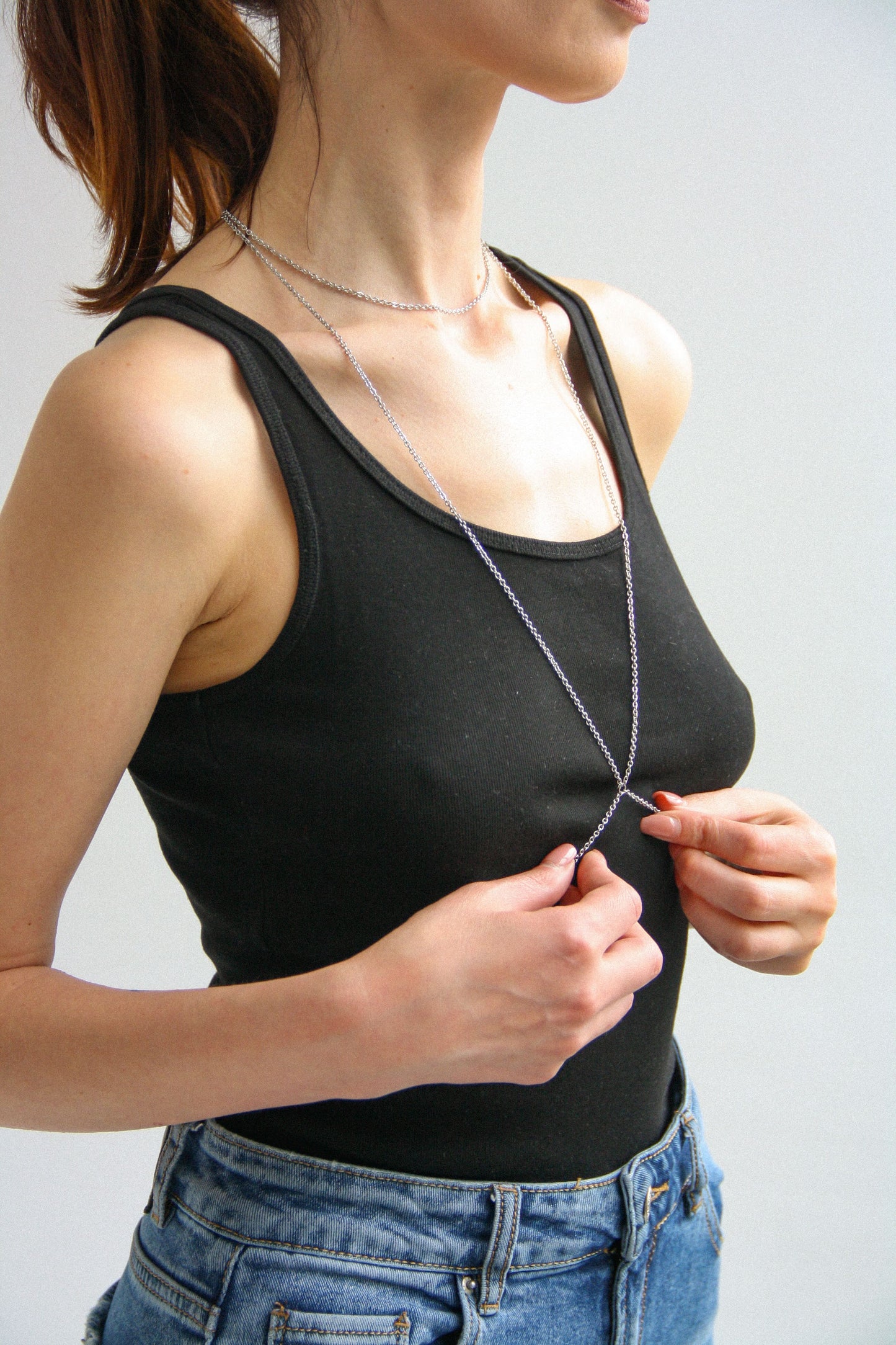 Stainless Steel Layered Body Chain Necklace