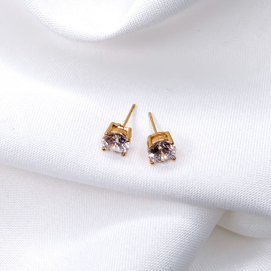 7mm gold cubic zirconia stud earrings