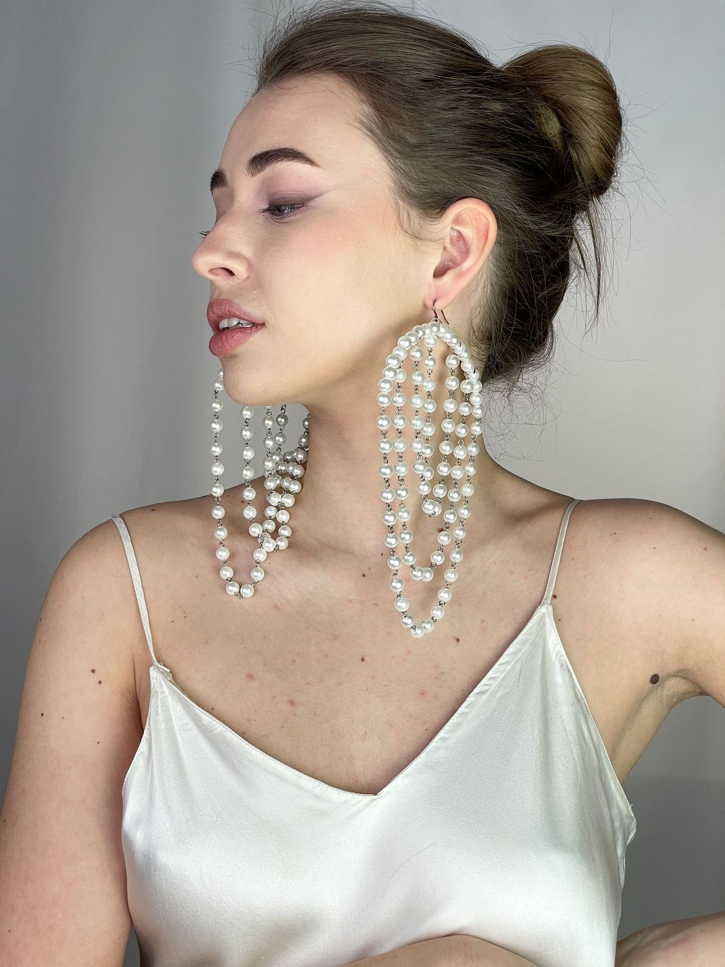 Long Pearl Dangle Earrings