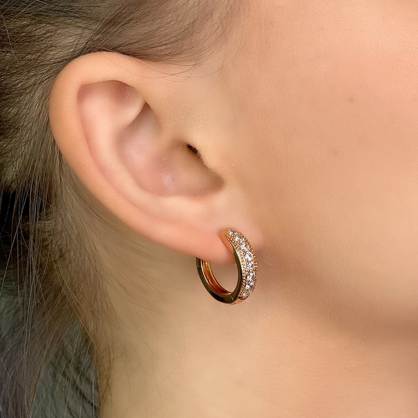Hellen.V - Gold Cubic Zirconia Earrings | Hoop Earrings 