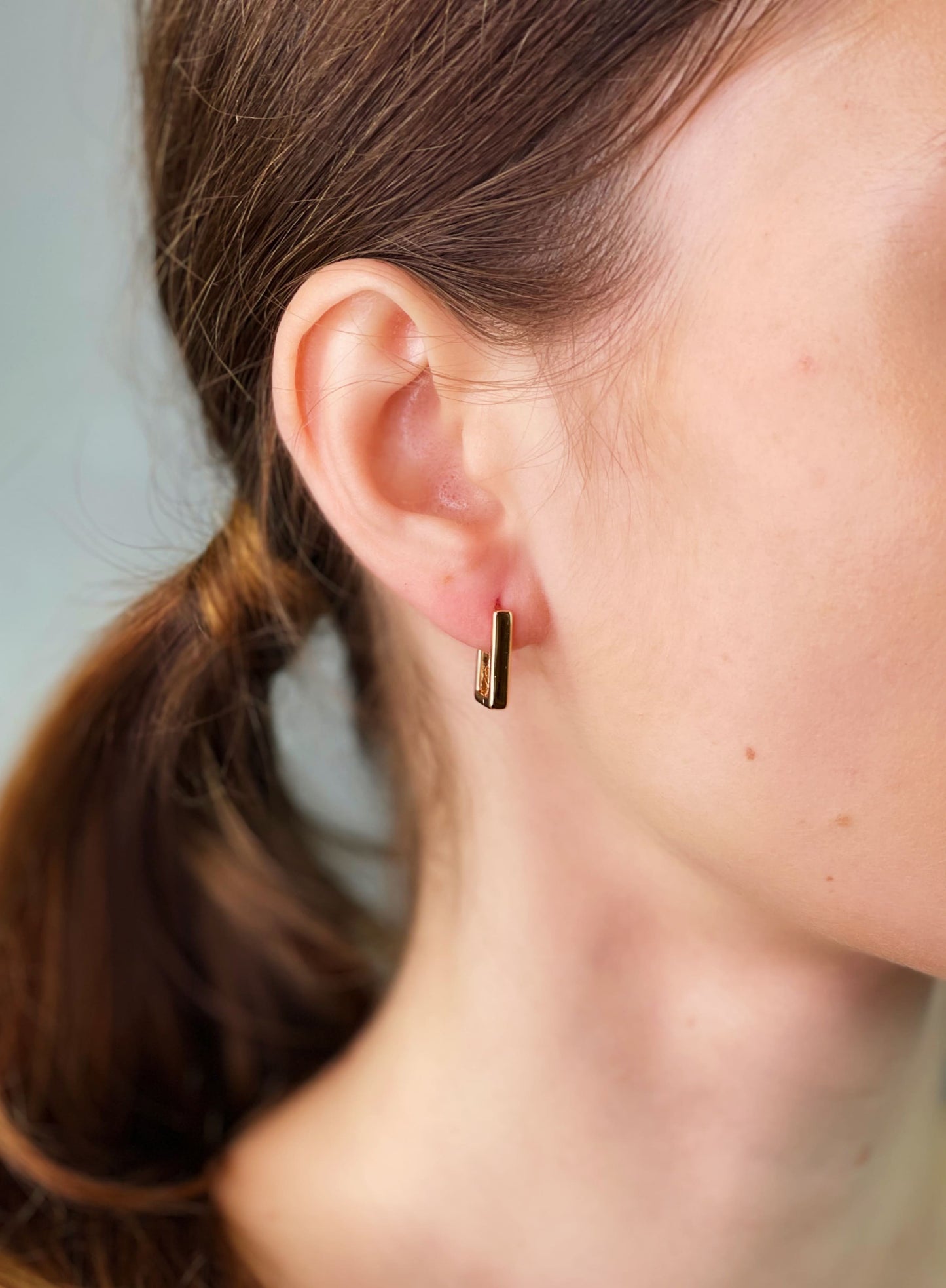 Gold square hoop earrings