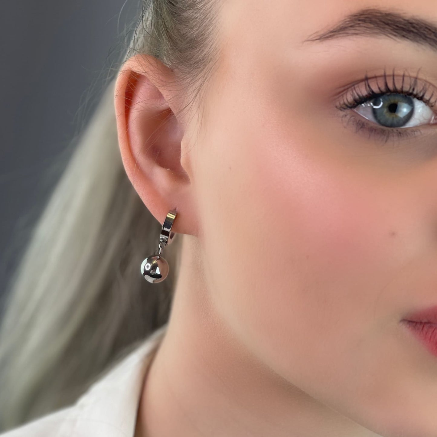 Silver hoop charm earrings