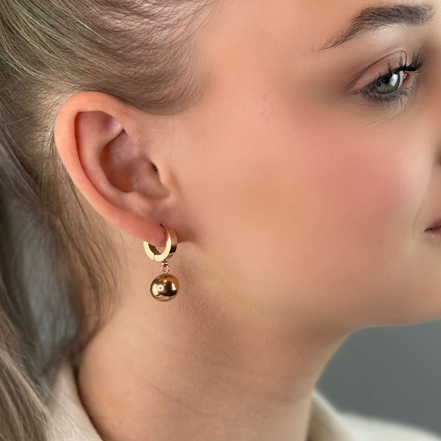 Rose gold hoop charm earrings