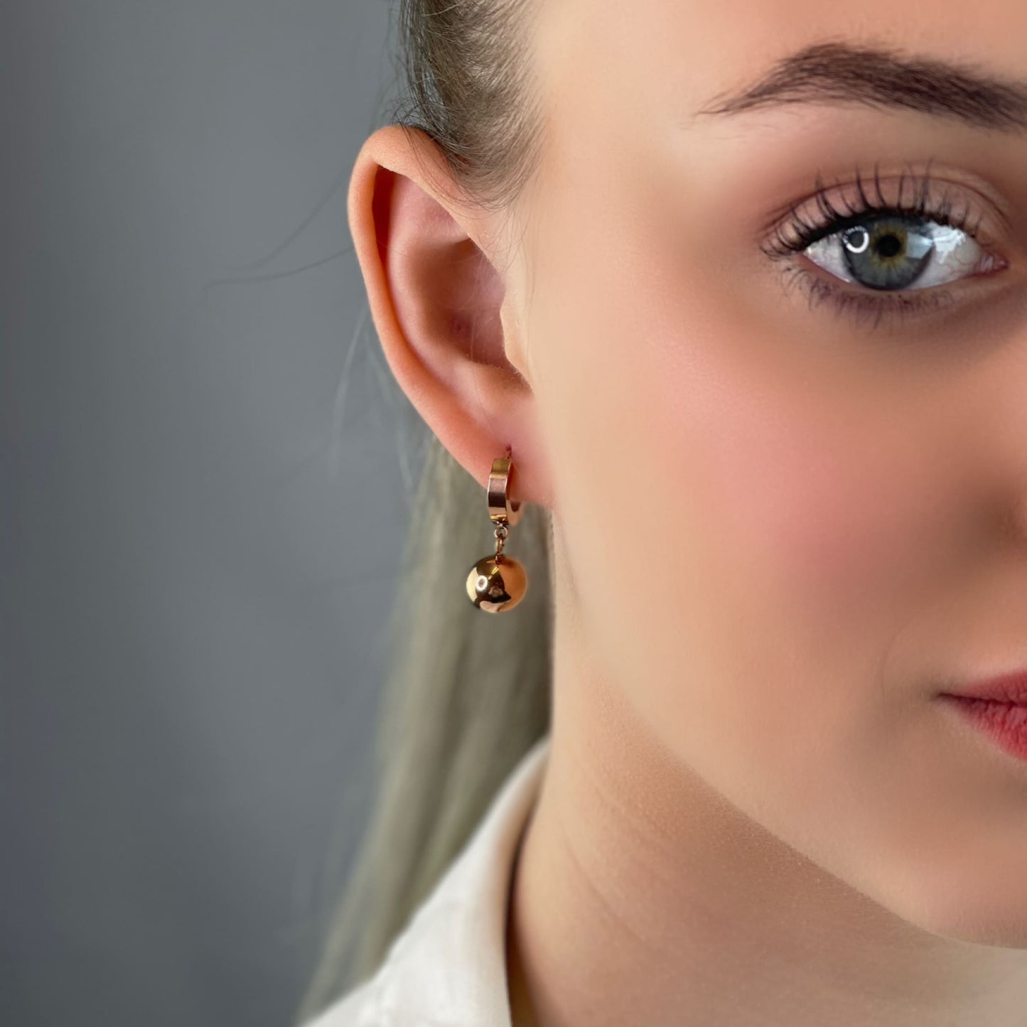 Rose gold hoop charm earrings