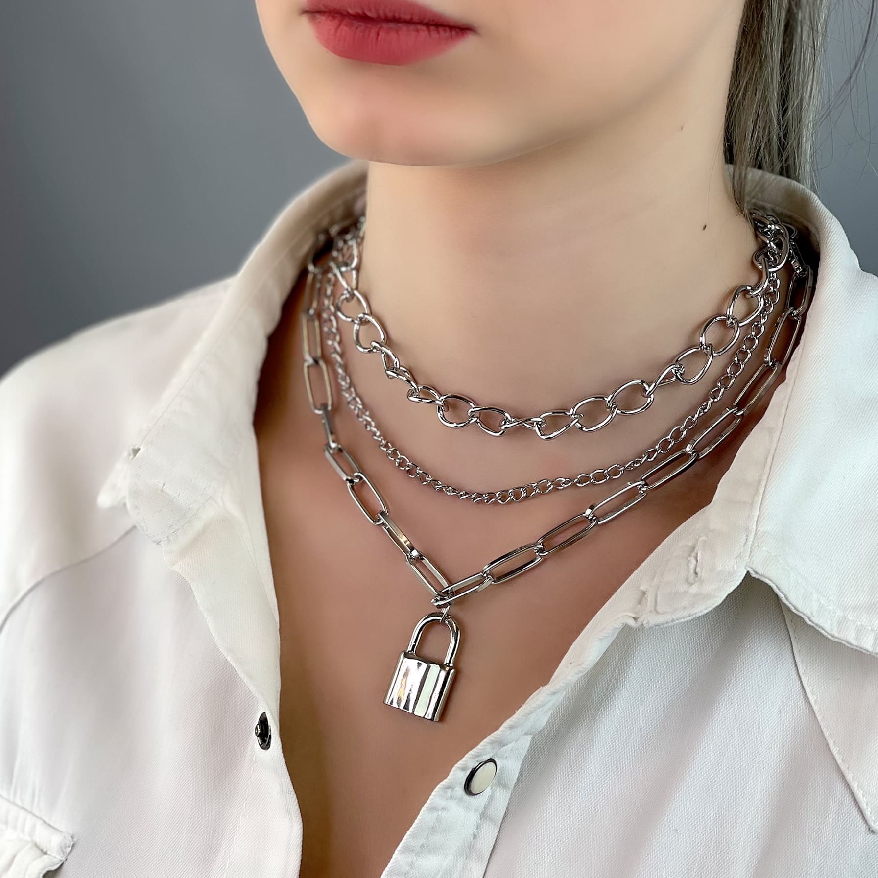 Lock on sale chain necklace