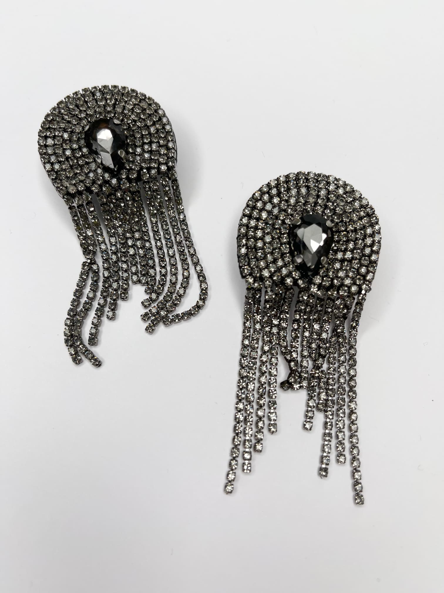 Designer Black Rhinestone Dangle Earrings