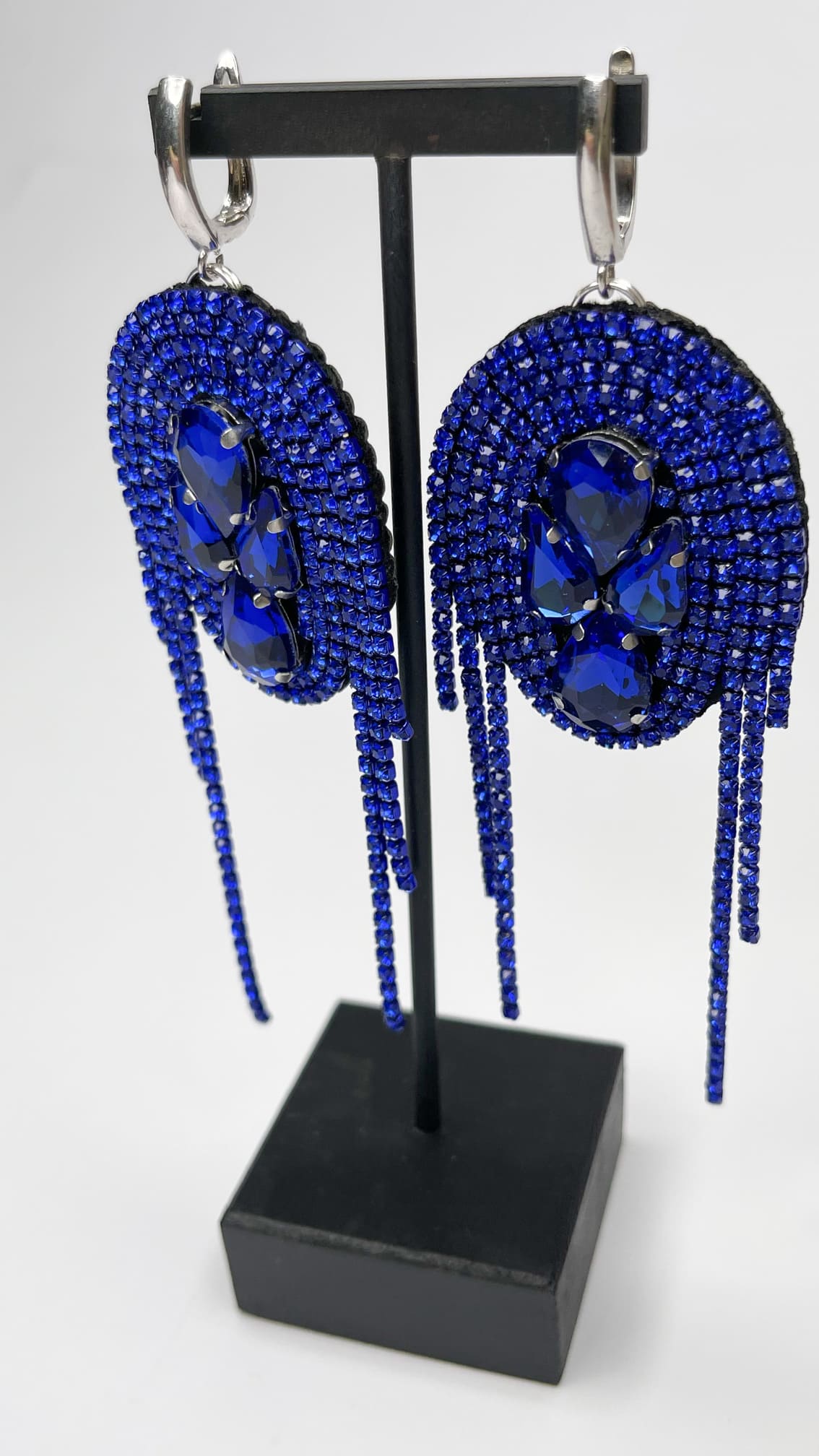 Blue Crystal Dangle Rhinestone Earrings