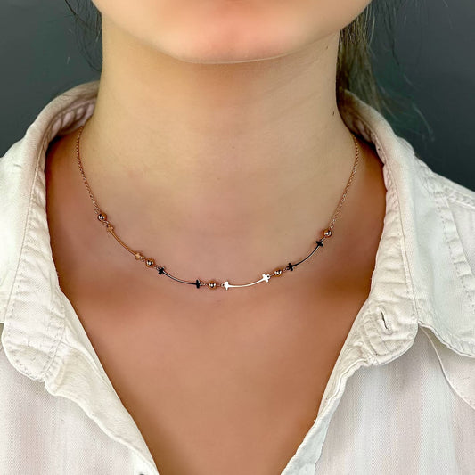 Rose gold chain choker necklace