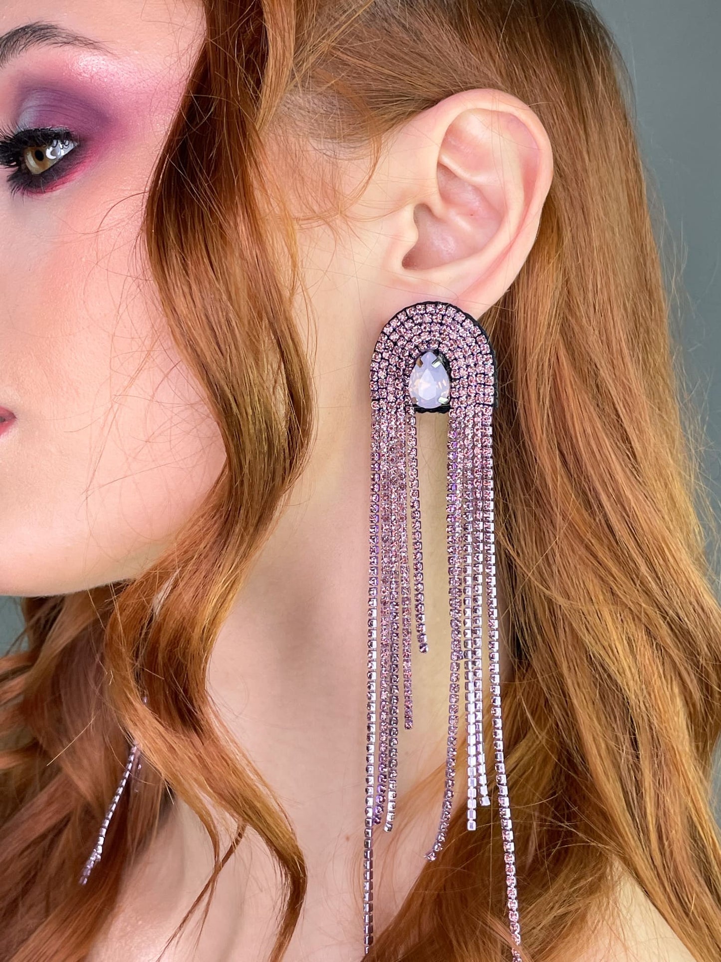 Lilac Dangle Rhinestone Earrings