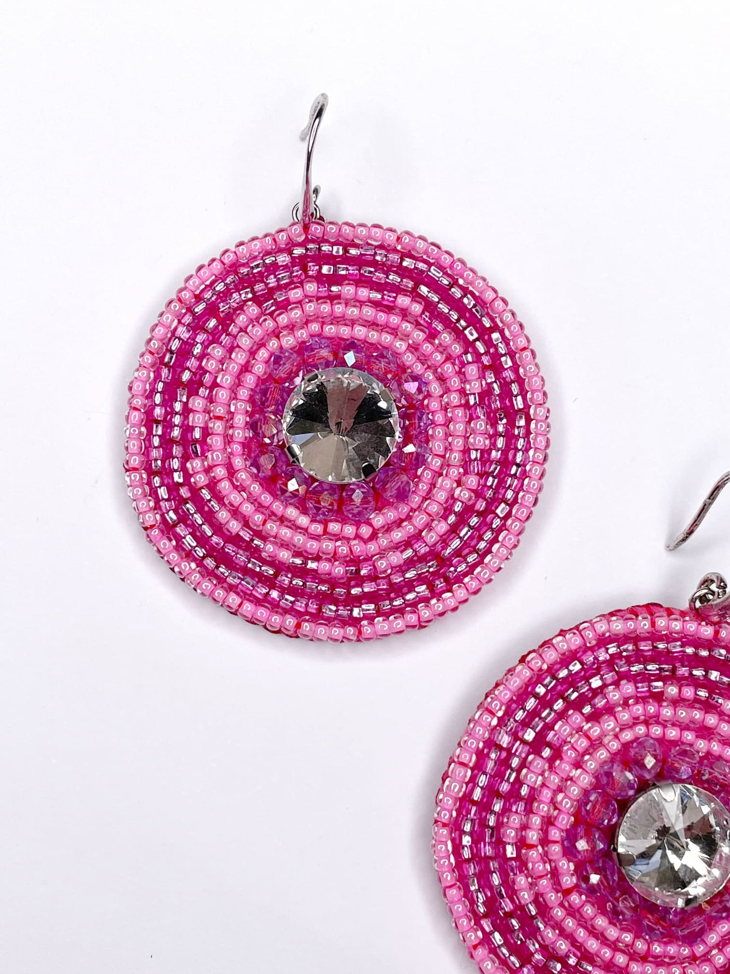 Pink Dangle Beaded Earrings