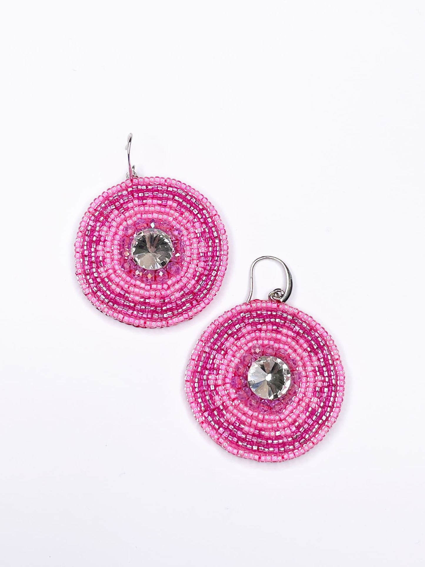 Pink Dangle Beaded Earrings